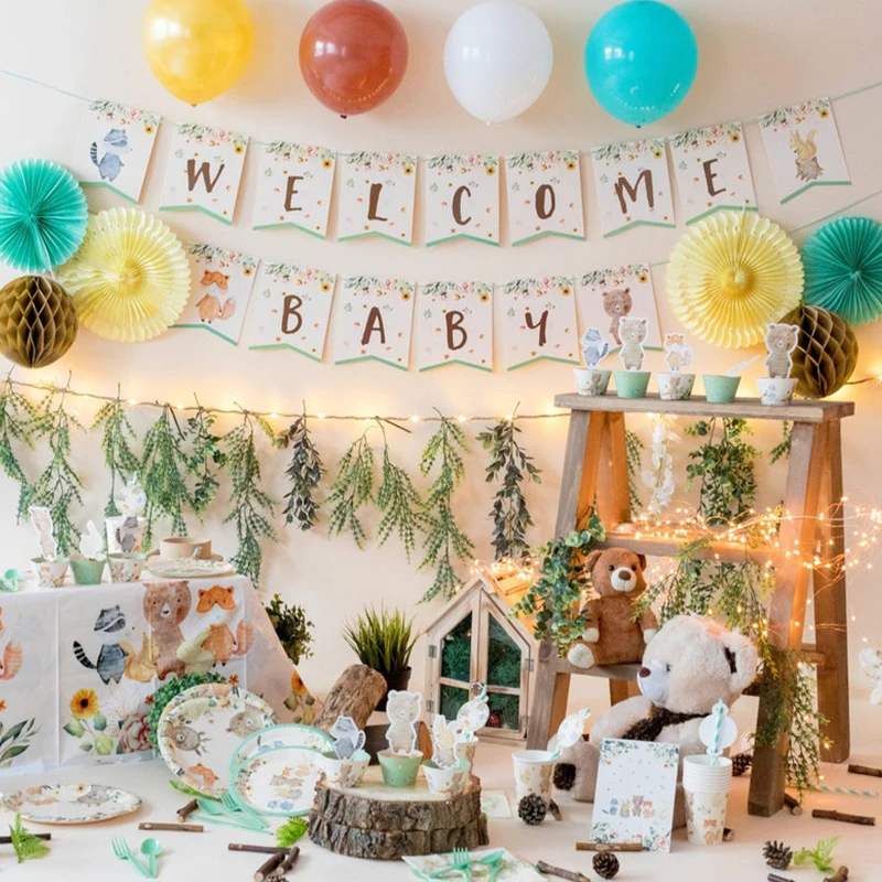 Подарочные коробки с изображением лесных животных для детей, бумажные пакеты для подарков на день рождения с изображением животных, коробка для конфет, декор для леса