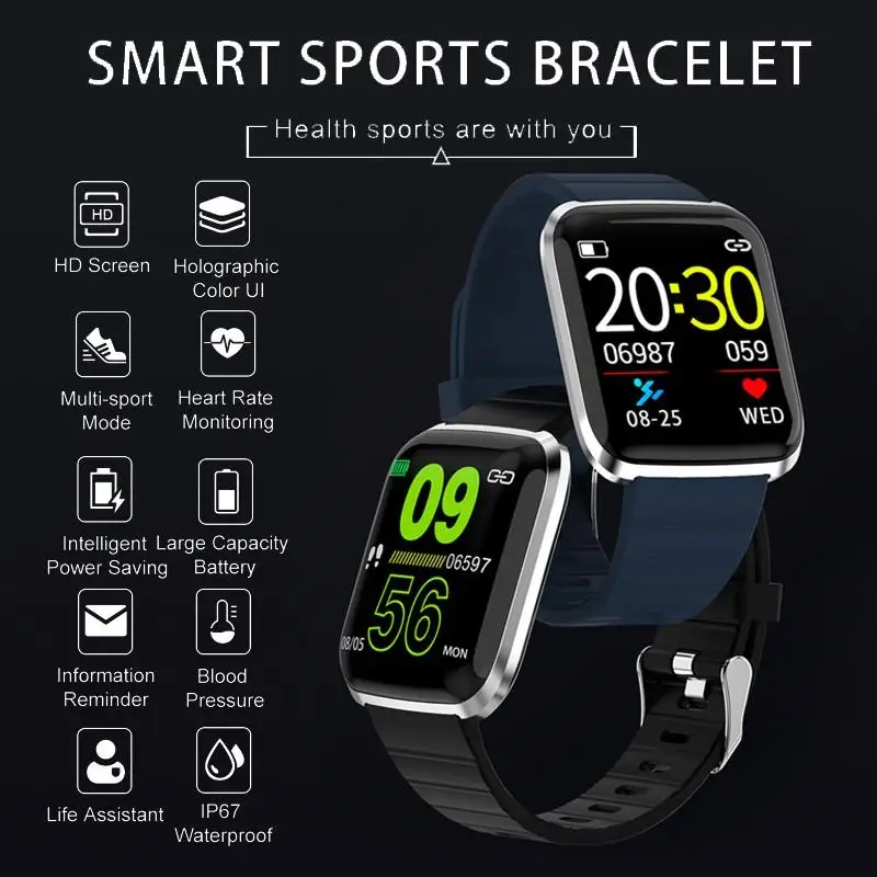 116 Pro смарт-Браслет спортивный шагомер браслет с будильником цветной Секундомер