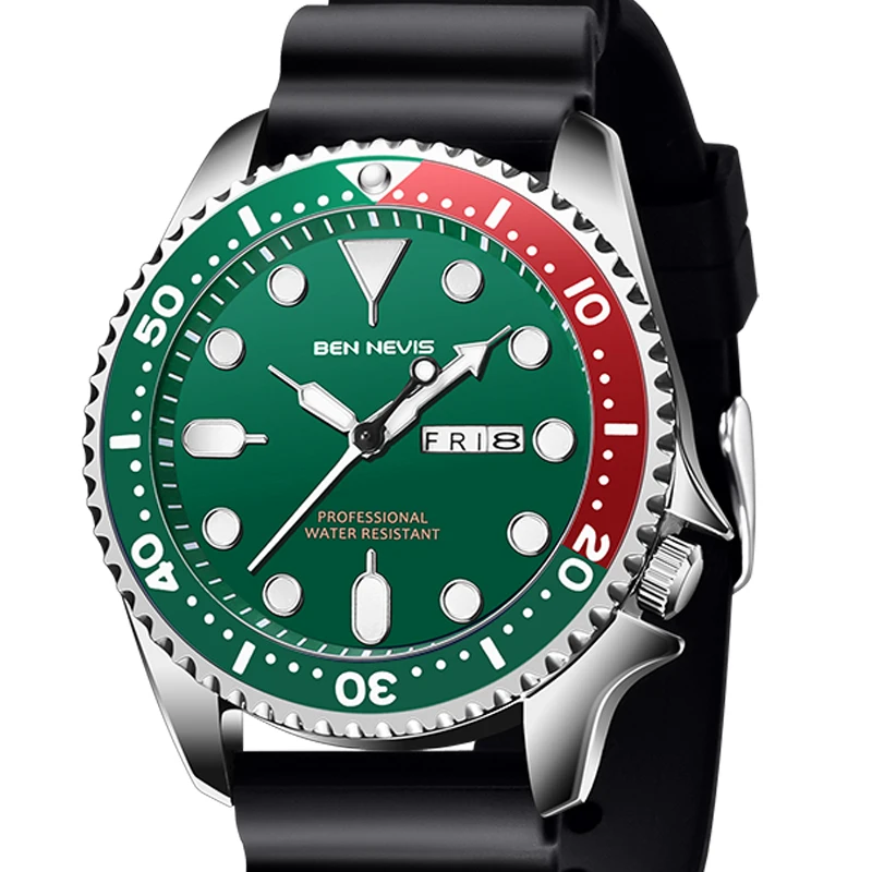 Ben Nevis Neue herren Uhren Rubber Strap Quarzuhr Leucht Hände Military Wasserdichte Armbanduhr für Mann Relogios Masculinos