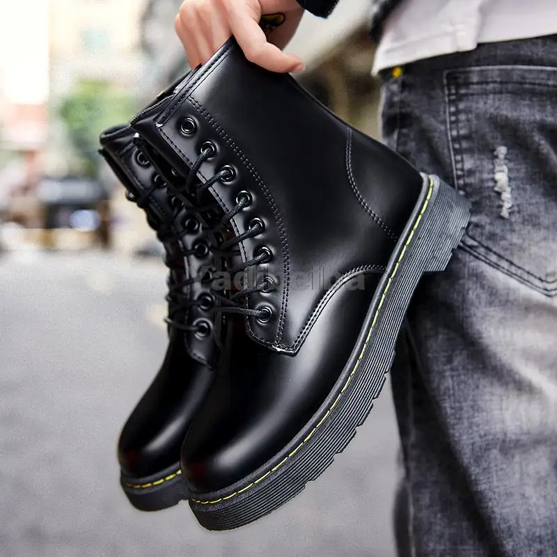 

Men's Boots PU Leather Shoes Motorcycle Combat Ankle Boots British Daily Steet Style Men Shoes Male Winter Martin Boots Footwear