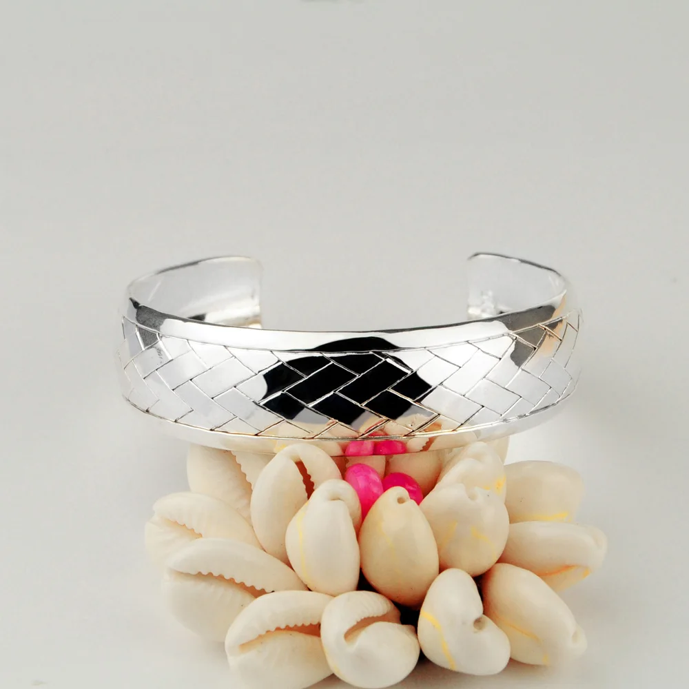 Женские 925 стерлингового серебра браслет 15 мм Сплошной Серебряный ювелирный c