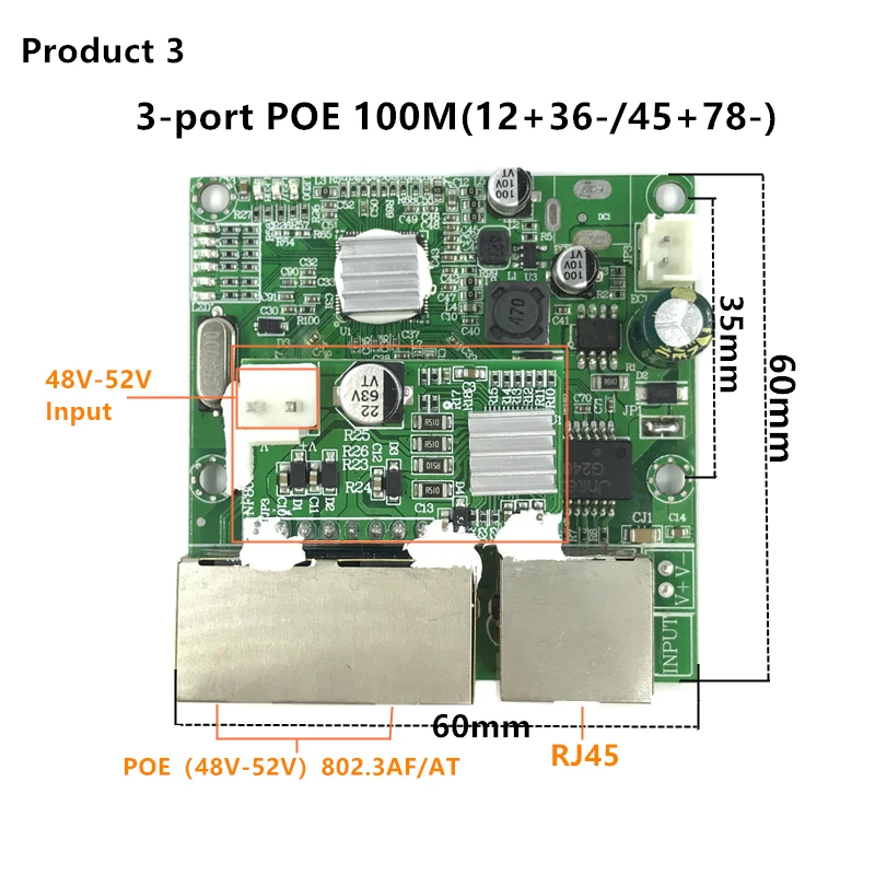 Понижающий модуль POE коммутатор 802.3af/в порт питания 30 Вт для камеры ip nvr phone 3/4100 м