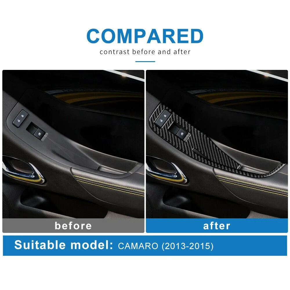 

2pcs Car Sticker Black Carbon Fiber Cover Decor For Chevrolet Camaro 2013-2015 Durable