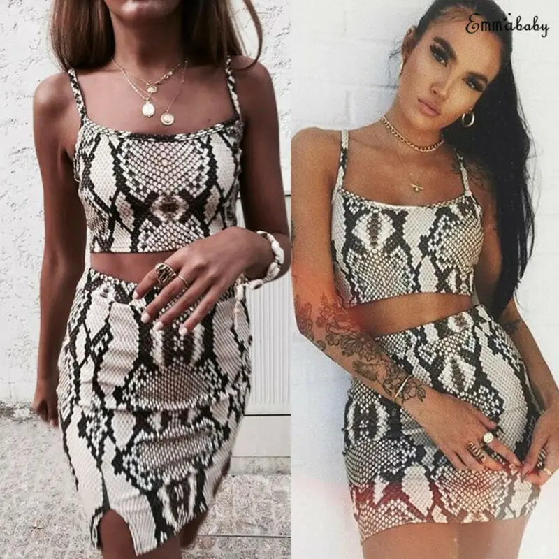 2 шт./компл. женские блузы без рукавов Бандажное укороченный топ + юбка миди