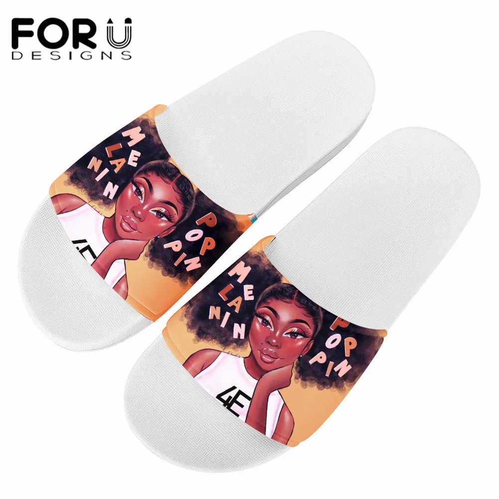 Шлепанцы FORUDESIGNS летние Нескользящие с рисунком черной королевы в африканском