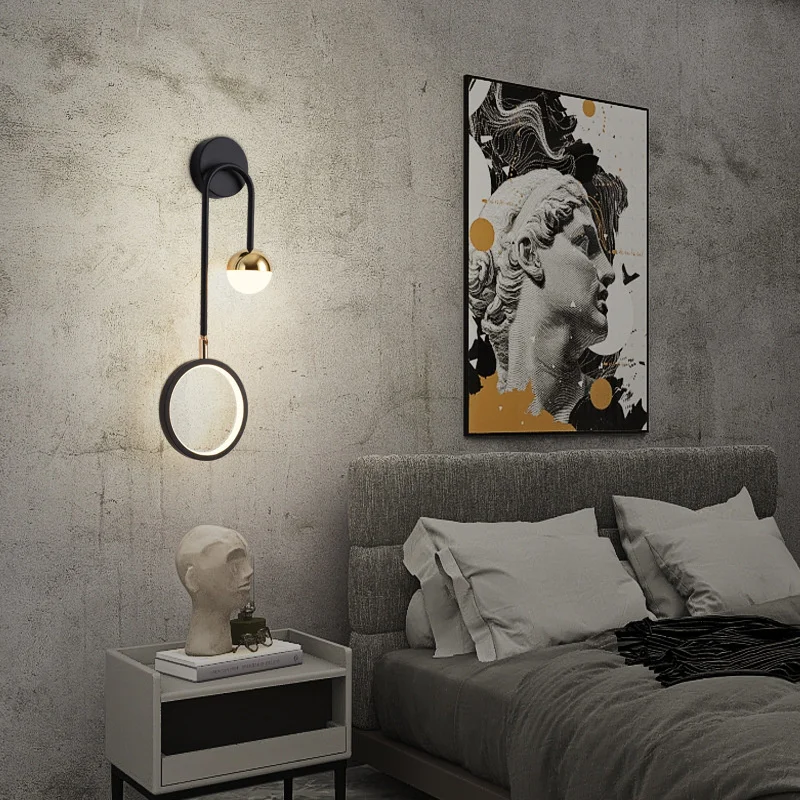 

wall Modern minimalist lamp, background stairwell aisle lamp, personalized bedroom bedside lamp, Nordic creative led wall lamp