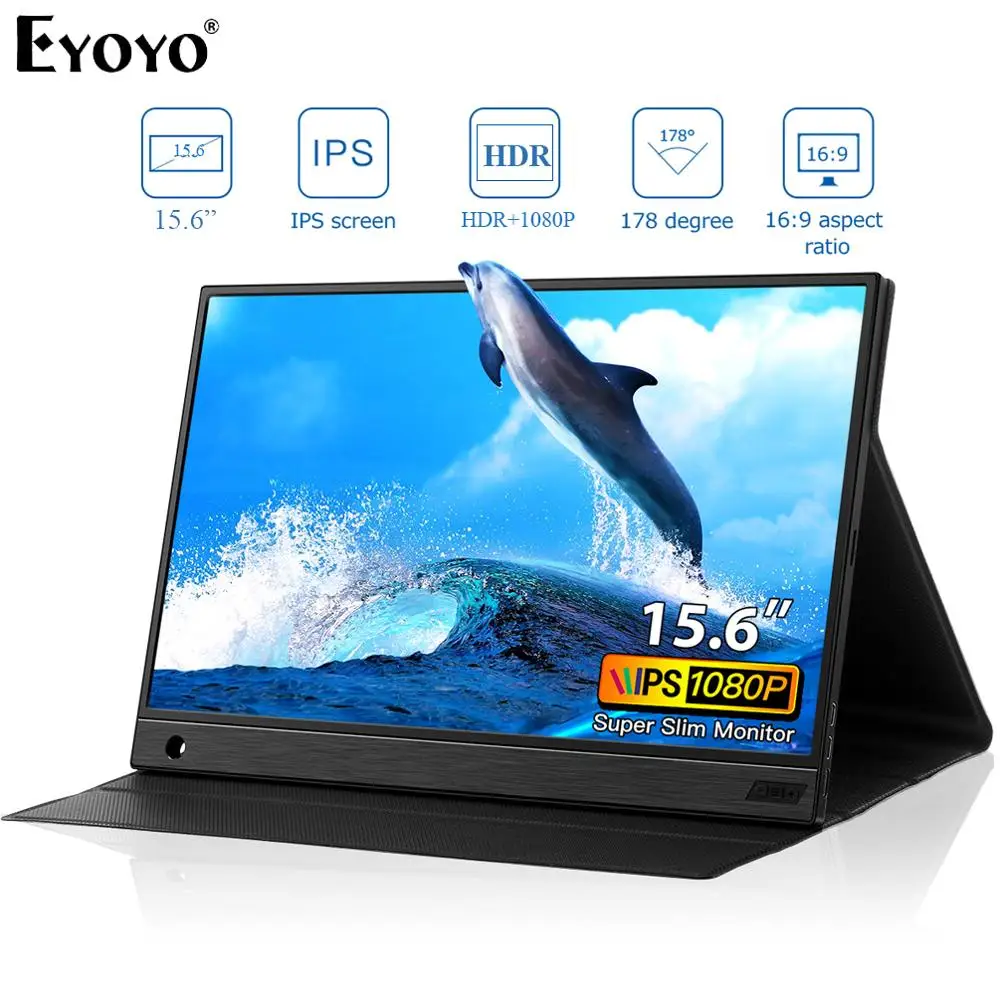 

Eyoyo EM15K HDMI USB Type C Portable Monitor 1920x1080 FHD HDR IPS 15.6 inch Display LED Moniteur for PC PS4 Xbox Phone Laptop