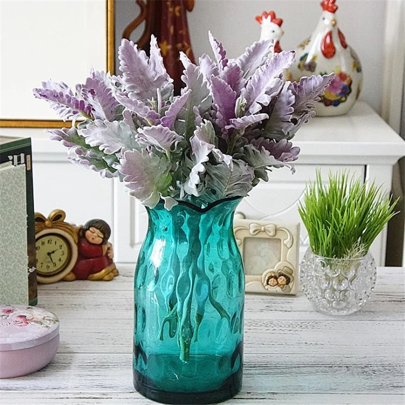 1PC Senecio cineraria 9 Silk Leaves Artificial Plants Faux Flower Decoration For Garden House DIY Wedding Accessories 3 colors | Дом и сад