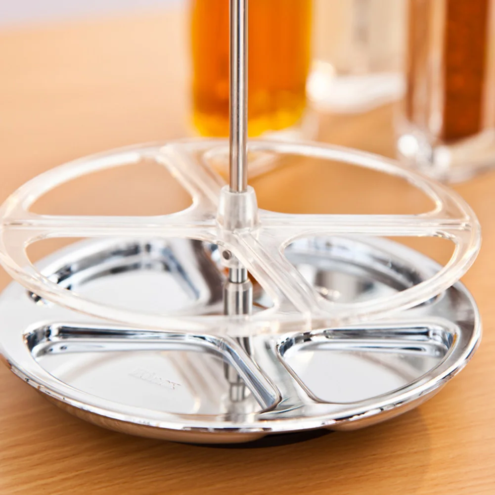 

4pcs Rotating Cruette Condiments Seasoning Jars Set with Stand for Oil Pepper Salt Kitchen Rack Storage Rack Organizer S