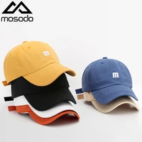 mosodo m letter embroidered cap men versatile curved brim cotton soft top sunshade hat fashion simple women baseball cap