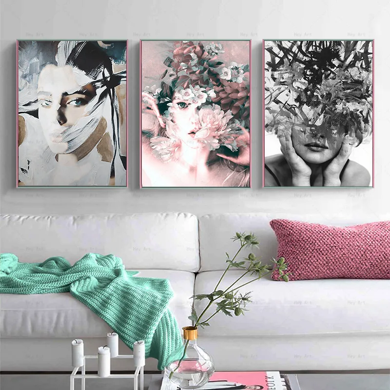 Wall Art Абстрактная живопись плакаты-портреты фотографии Черный и белый пигмент с