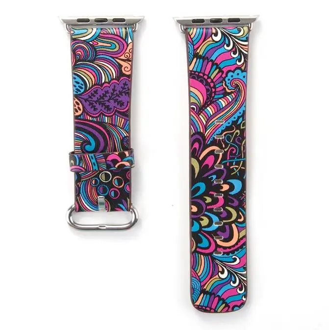 colorful Национальный ремень для наручных часов iwatch, ремешок для наручных часов Apple Watch, версии кожаный ремешок 38/42 мм 40 мм 44 мм, версия 1/2/3/4/5 - Цвет ремешка: colorful