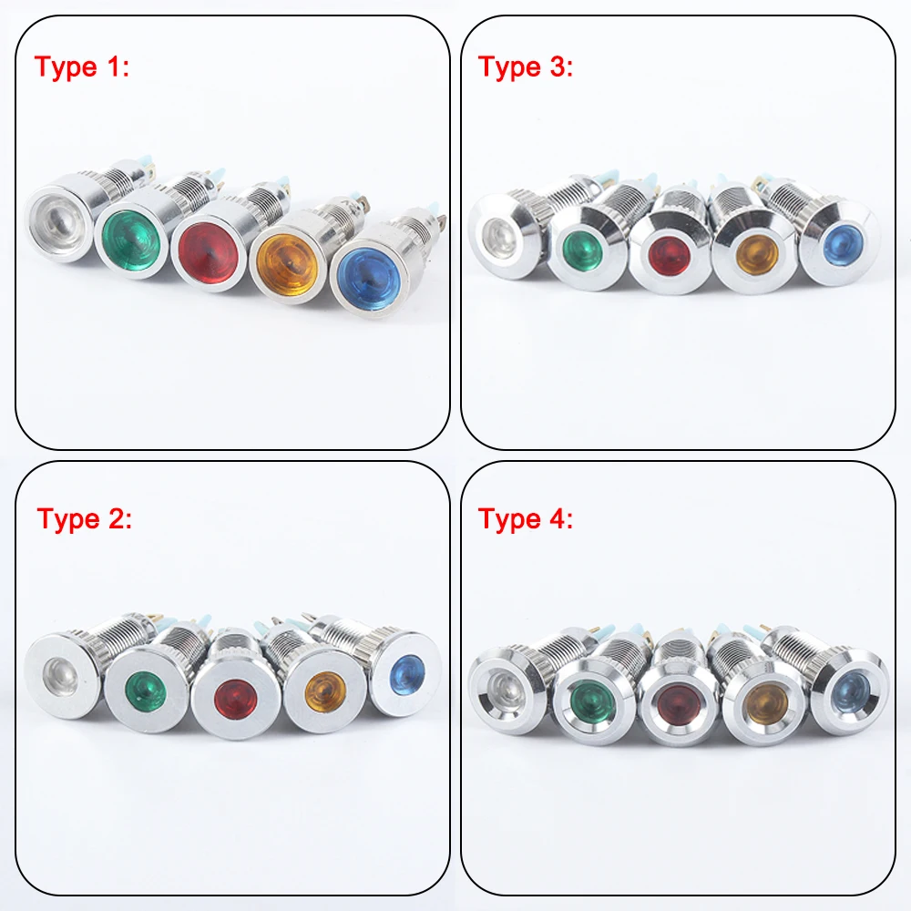 Светодиодный металлический индикатор светильник 8 мм Водонепроницаемая