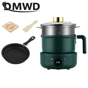 DMWD Мини электрическая сковорода из нержавеющей стали 1.2л мультикурсор горячий горшок лапша Приготовление на пару яиц нагреватель суп горшок нагревательная сковорода ЕС