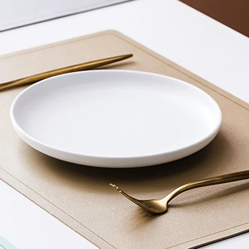 

Tableware Pad Placemat Table Mat PU Leather Non-Slip Disc Coaster Placemat New