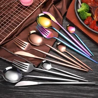 gold cutlery set forks spoons knives tableware steel cutlery set stainless steel dinnerware set chopstick spoon knife fork