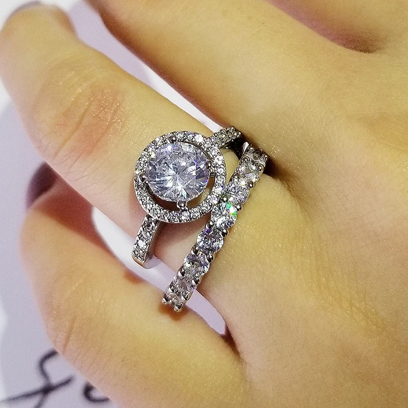

Original 925 Sterling Silver Wedding Rings Set Band Ring For Women Engagement Bridal Fashion Jewelry Finger Black Friday R5707