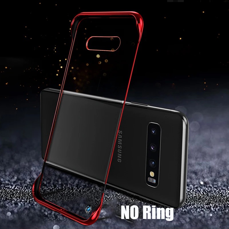Красный Чехол для samsung Galaxy S10 Note 10+ Plus A10 A30 A20 A70 A7 A50 покрытие прозрачное Безрамное жесткое покрытие из поликарбоната кольцо на палец - Цвет: Красный