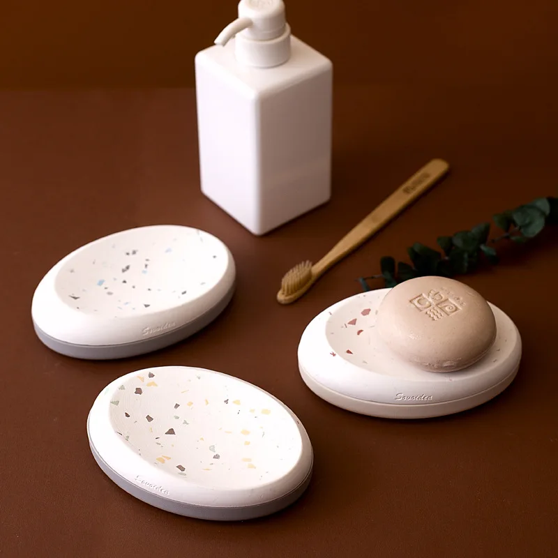 

Diatomite Soap Box Bathroom Algae Drain Soap Holder Water Absorption Non-slip Soap Box Shower Soap Dishes Tray Bathroom Gadgets