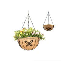 garden decoration garden hanging basket butterfly basket hanging basin coconut silk iron frame coconut brown hanging basket