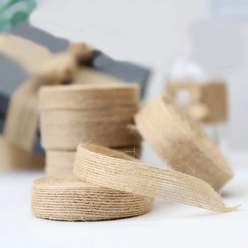 

5m/Lot Natural Jute Burlap Ribbon Diy Wedding Ribbon Decoration Accessories 1cm 2cm 2.5cm 3.8cm Festival Supplies Party Crafts