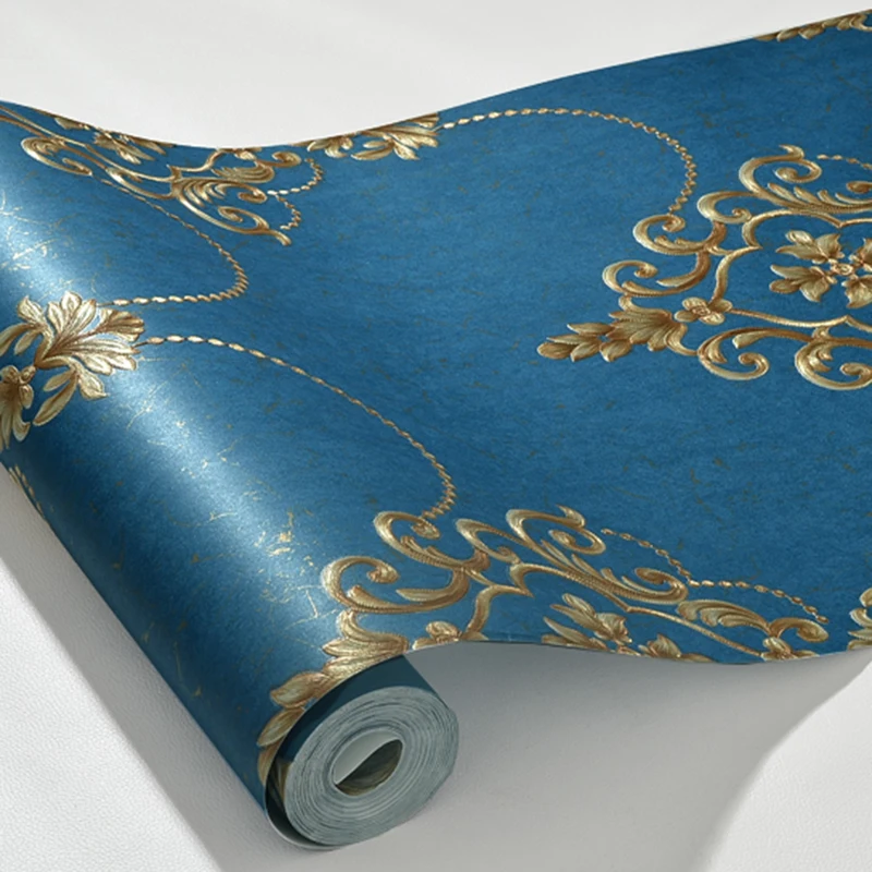 

European Style Luxury Damask Wallpaper Roll 3D Embossed Non-woven Thickened Paper Wall Decor Wallpapers For Living Room Bed Room