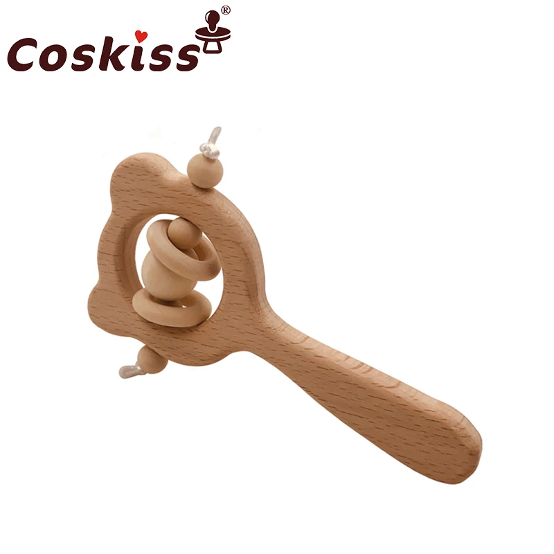 

Organic Baby Teether Product Beech Wooden Rattle Teether DIY Wood Personalized Pendent Eco-Friendly Safe Baby Teething Chew Toys