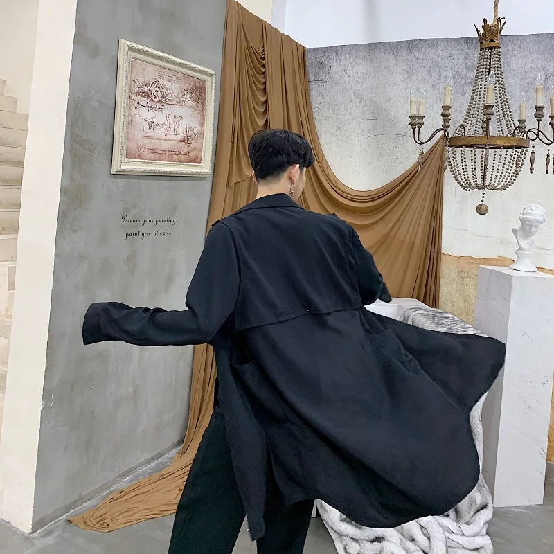 Мужской длинный кардиган белая черная рубашка стильная куртка Мужская Уличная