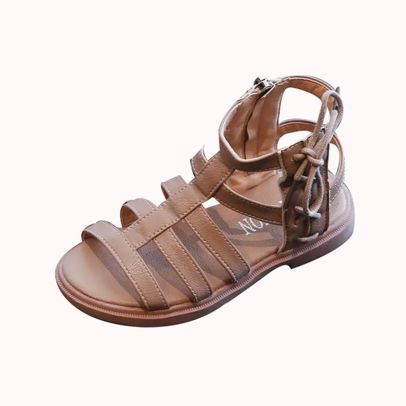 

2021 Girls Sandals Soft Bottom Little Princess Shoes Summer New Children High Roman Shoes Baby Princess Peep-toe Beach Shoes