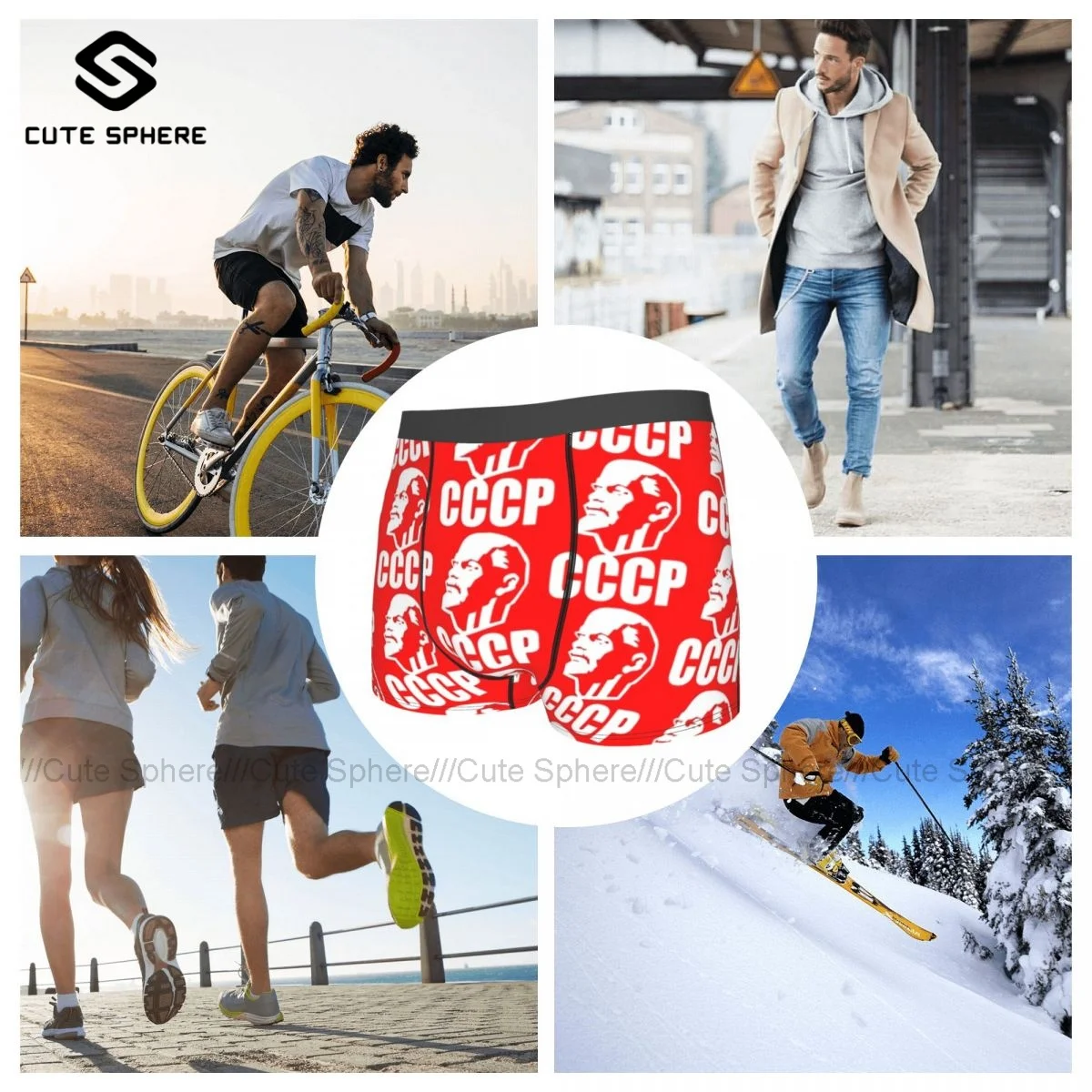 

VladimirLenin Underwear Stretch Hot Printed Trunk Polyester Pouch Teen Boxer Brief