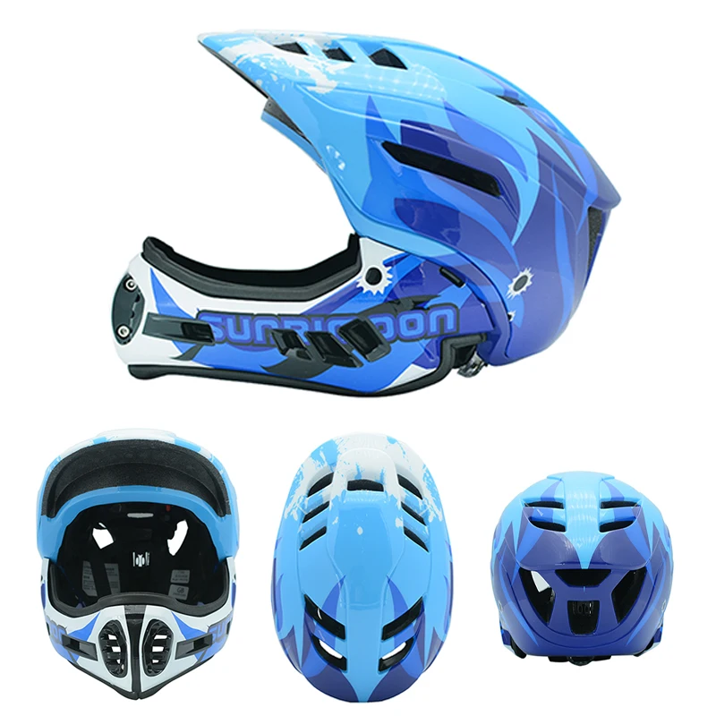Детский велосипедный шлем съемный на все лицо для горных велосипедов BMX