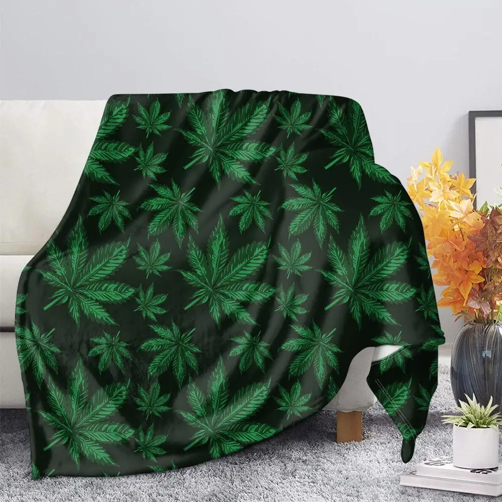 

TOADDMOS JamaicaTropical LeafWeed Leaves Green Warm Winter Bed Sheet Knee Blanket for Nap Adult Kids Fall Throw Blankets Quilt