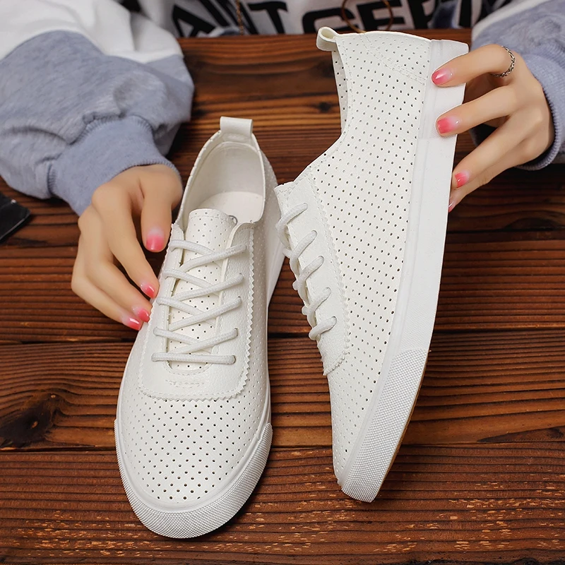 

Туфли мужские пляжные на шнуровке, классические дышащие лоферы, мягкая кожа, повседневная обувь в корейском и японском стиле, плоская подош...