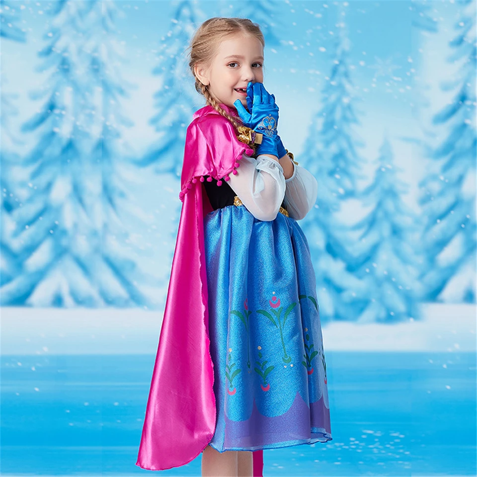 Рождественская фантазия платье Анны и Эльзы для девочек костюм принцессы