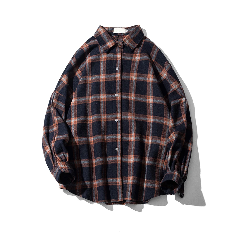 Winter New Thick Woolen Shirt Men Fashion Retro Casual Woolen Jacket Man Streetwear Wild Loose Long-sleeved Shirt Coat Men M-5XL - Цвет: Coffee