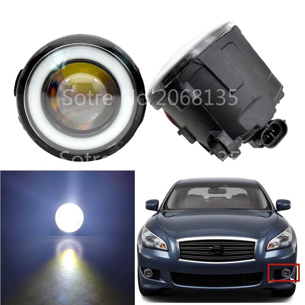 2x Автомобильные светодиодные противотуманные фары 90 мм круглый с ангельским