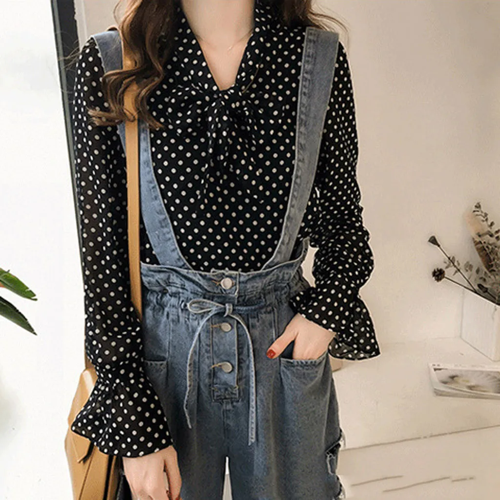 Женские шифоновые блузки с длинным рукавом повседневные v образным вырезом и