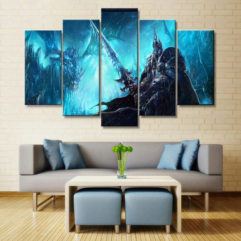 

5 Piece Canvas Wall Art The Battle Of Warcraft Game Picture Home Decoration Living Room Bed Room Image Dining Room Mural