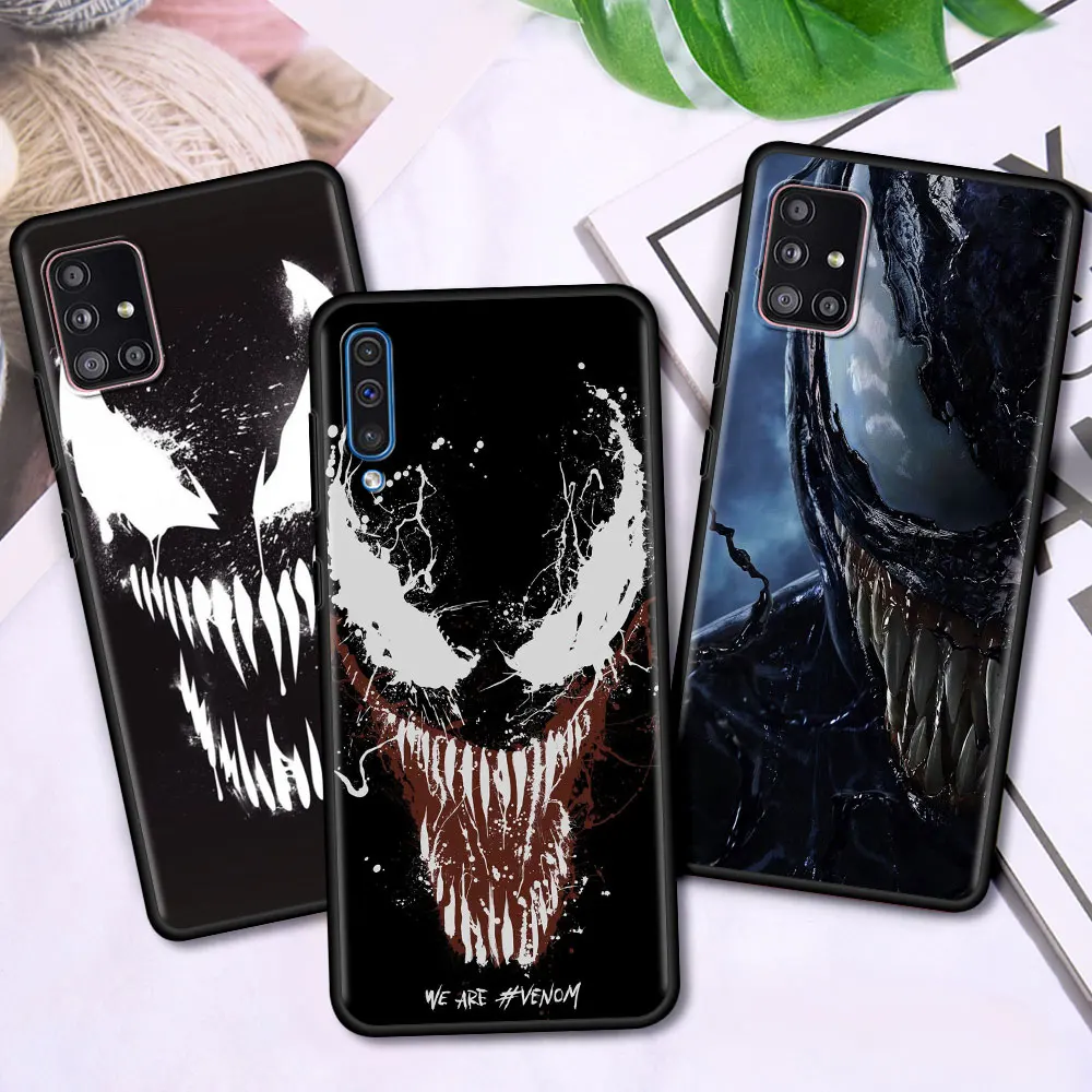 Черный чехол для Samsung Galaxy A50 A70 A10 A30 A51 A20s A20e A12 A10s A40 A90 A52s 5G A10e A7 мягкий телефона Venom