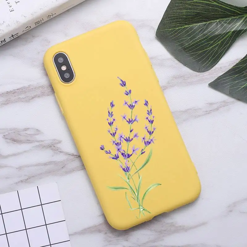 

Simple Lavender Purple Flowers Phone Cases Candy Color for iPhone 6 7 8 11 12 s mini pro X XS XR MAX Plus