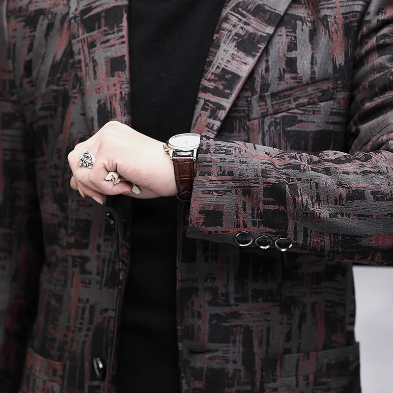 Brand Real Leather Jacket Men Fashion Office Single Breasted Sheepskin Blazer Casual Printed Suit Jacket Plus Size 4XL