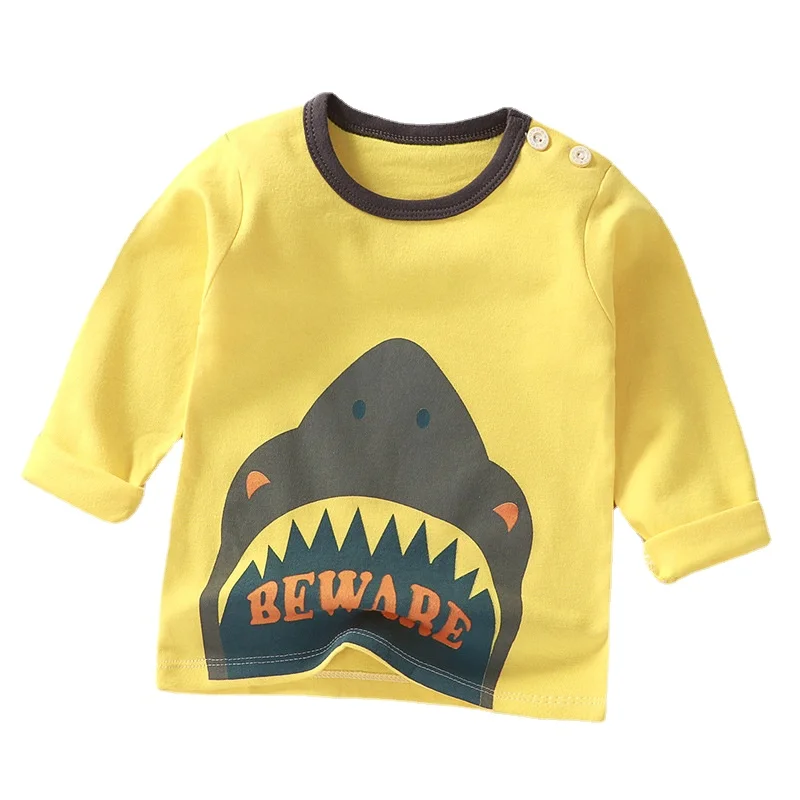 

2021 Summer New Boys T Shirt Children's Cotton Tops Tees Baby Kids Cartoon Shark Printed Outwear 12M-8Year Clothes Tops Clothing