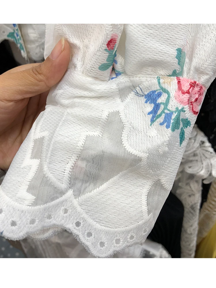 Женская винтажная рубашка свободная с воротником-стойкой и декоративными