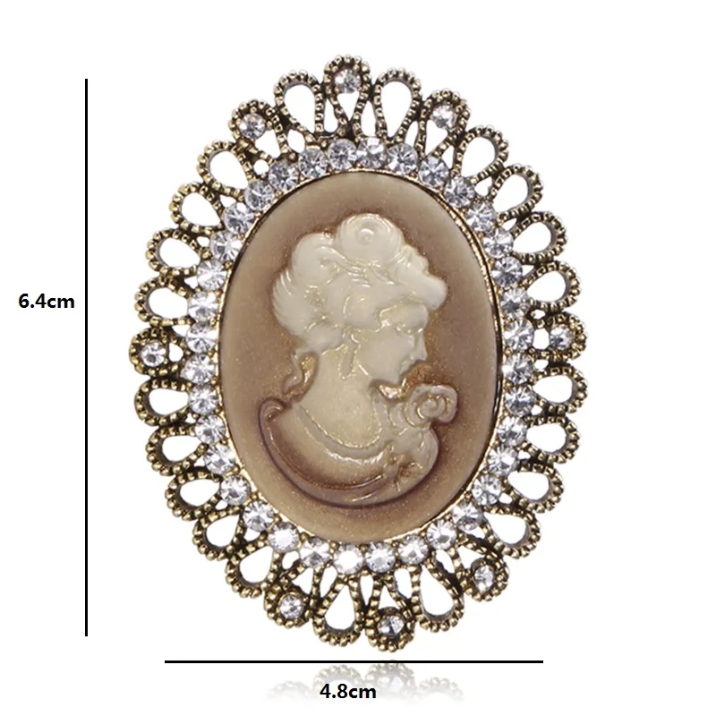 Wuli&ampbaby Flower Round Lady Face Badge Brooches For Women Vintage Beauty Figure Office Party Brooch Pins Gifts | Украшения и
