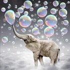 Алмазная 5D картина сделай сам, слон, выдувание пузырьков, полная вышивка квадратнымикруглыми стразами, вышивка крестиком 5D, домашний декор, подарок с бусинами,