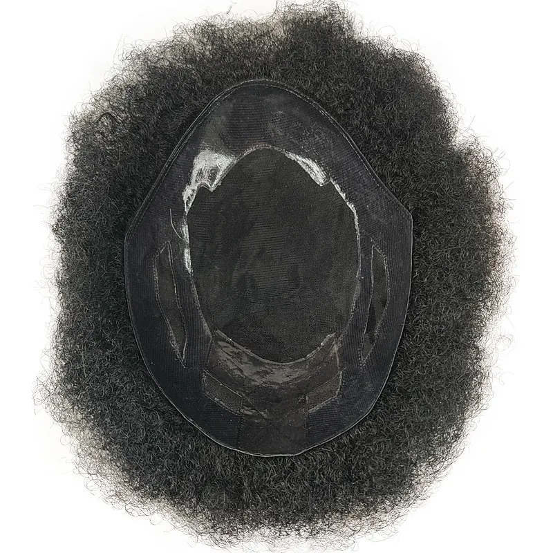 

M&H Men Toupee Durable Fine Mono Base Men Toupee Wig Multiple Size Color #1B Hair Patch for Men