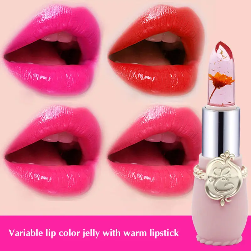 

Moisturizer Lip Gloss Transparent Jelly Flower Lipstick Temperature Color Change Waterproof Makeup Lip Balm Cosmetic Makeup Tool