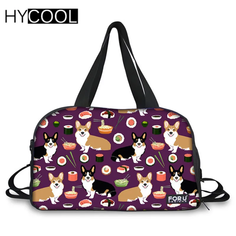 

HYCOOL 2019 Cute Corgis Printing Large Sport Bags Outdoor Yoga Mat Bag for Women Female Fitness Shoulder Bags With Shoes Pocket