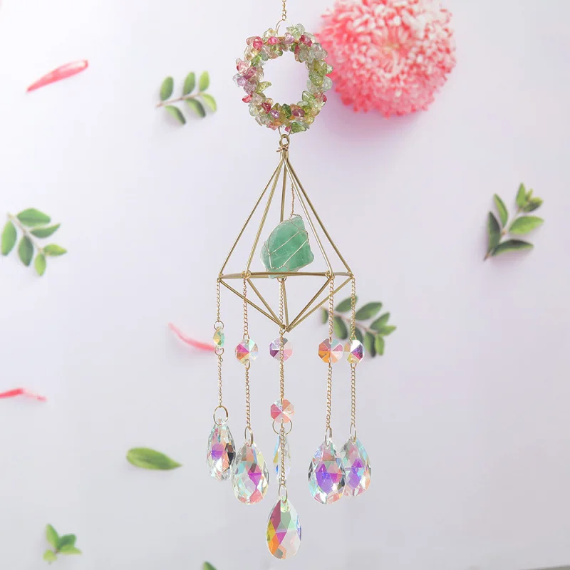 

1PC Colorful Gravel Decoration Crystal Sun Catcher Prism Moon Pendant Window Hanging DIY Home Balcony Ornaments