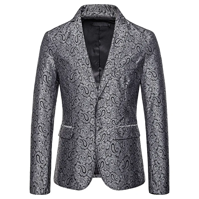 

Mens Slim Fit Blazer Jacket 2020 Fashion Paisley Men Suit Jacket Nightclub Blazer Men Party Wedding Prom Blazer Terno Masculino